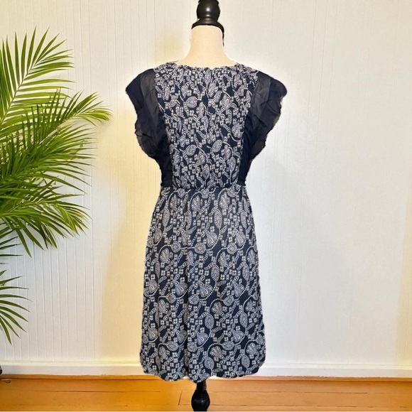 JUICY COUTURE Navy Blue & White Paisley Ruffle Sleeve Dress - Size P - Picture 12 of 16